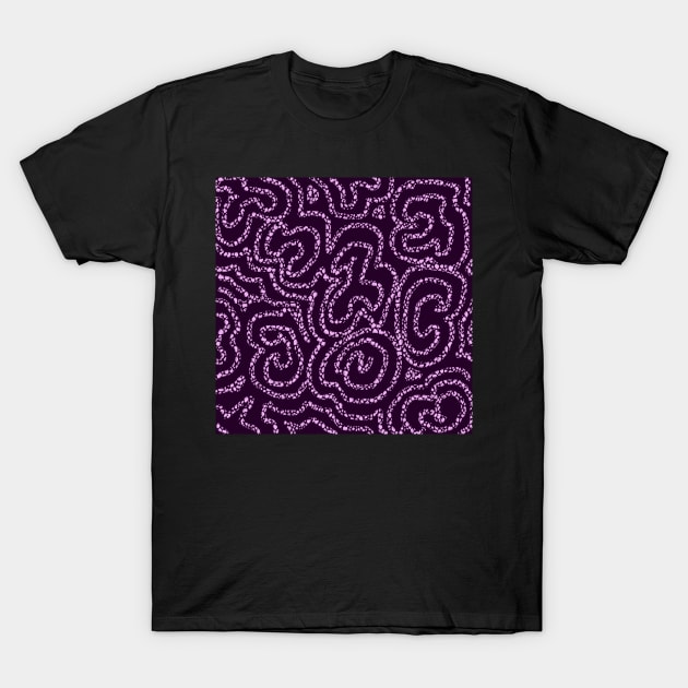 Textured Lavender Doodle on Violet Abstract T-Shirt by Klssaginaw